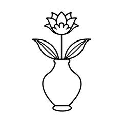 Flower with vase line art illustration