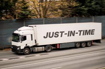 Just-in-Time Supply Chain Concept on Freight Truck – Symbol of Lean Logistics, Inventory Flow, and Timely Delivery in Global Economy