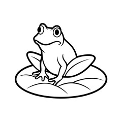 Frog sitting on a lily pad line art illustration