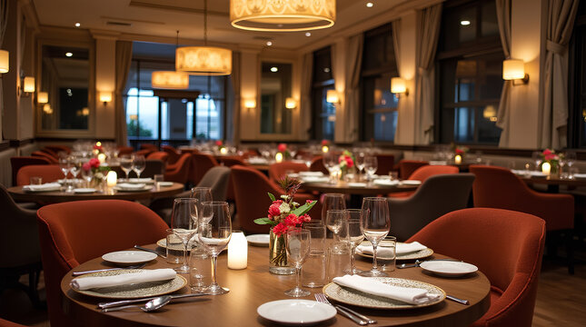 Luxury restaurant with set tables 