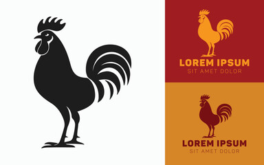 Elegant Chicken Silhouette Logo in Two Color Concept