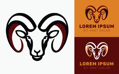 Minimal Ram Silhouette Logo Icon Two Colors Style