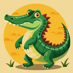 Fototapeta premium Printable crocodile vector – cartoon, clipart, and line art design for digital use.