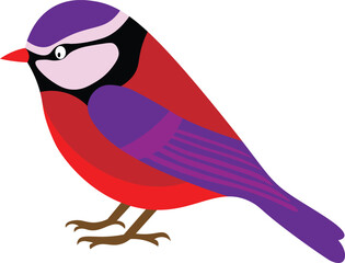 Red colour cute small bird clipart illustration with white background silhouette  