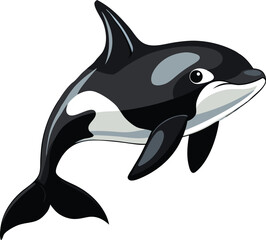 Fototapeta premium Cartoon Orca Whale Illustration against a White Background.