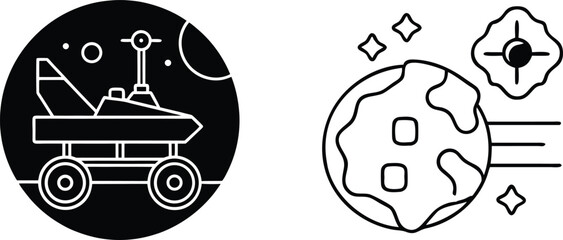 Fototapeta premium Space Exploration Rover on Mars, Asteroid Impact, Planetary Science