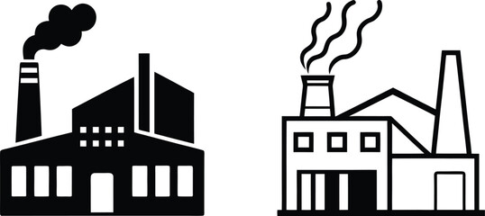 Obraz premium Industrial Factory Buildings Smoke Stacks, Production, Manufacturing
