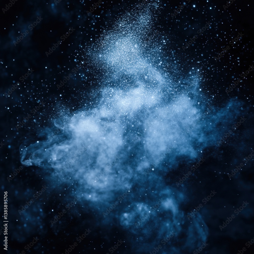 Canvas Prints ethereal blue dust cloud floating in the dark sky creating a magical and dreamlike atmosphere with c