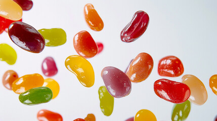 Rainbow Burst: A Collection of Colorful Jelly Beans in a Sweet, Scattered Array
