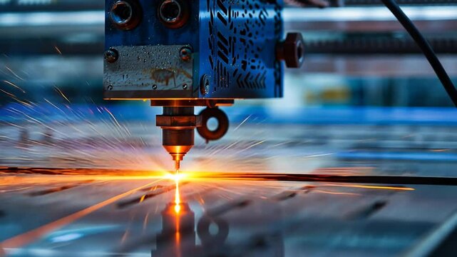 Industrielle Laserschneidanlage in Betrieb