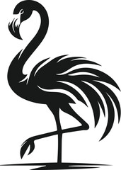 Black vector of a flamingo bird