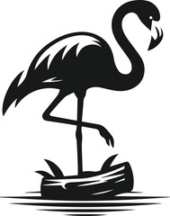 Black vector of a flamingo bird