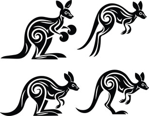 Kangaroo Silhouette Set | Wildlife, Jumping Kangaroo, and Nature Icon Illustration Kangaroo Silhouette Set | Australian Wildlife, Marsupial, and Animal Vector Collection