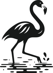 Black vector of a flamingo bird