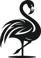 Black vector of a flamingo bird