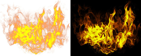Lifelike Fiery Inferno with Hot Flames and Glow Isolated on a Transparent Background