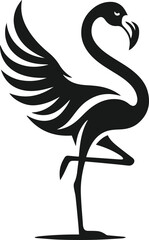 Fototapeta premium Black vector of a flamingo bird