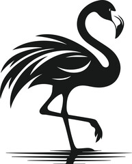 Black vector of a flamingo bird