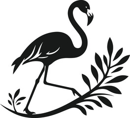 Black vector of a flamingo bird