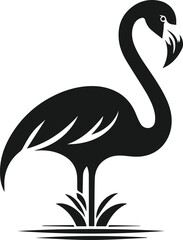 Black vector of a flamingo bird