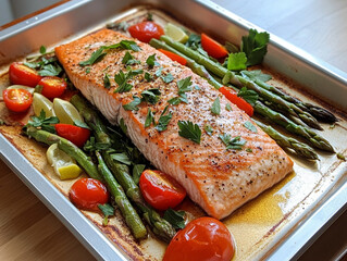 Baked Salmon with Tomato&rsquo;s and Asparagus Fresh from the Oven