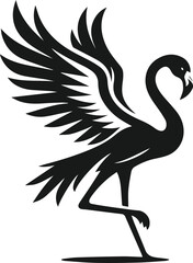 Black vector of a flamingo bird