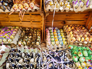 Painted Easter eggs,market in Freyung,Am Hof, Vienna,Austria