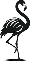 Black vector of a flamingo bird