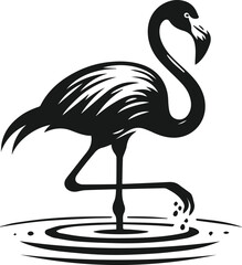 Black vector of a flamingo bird