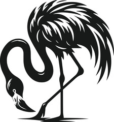 Black vector of a flamingo bird