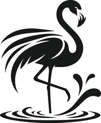 Black vector of a flamingo bird
