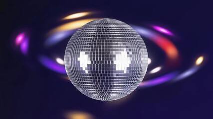 Rotating in rhythmic motion, the glowing disco ball reflects bursts of color and energy, embodying the spirit of celebration and retro charm.


