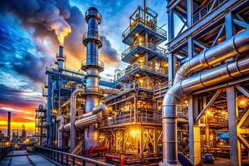 Fototapeta premium Oil Rig Carbon Capture: Close-up of CO2 Emission Reduction Technology
