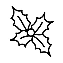 Outline christmas holly berry vector illustration for holiday design and festive winter decoration needs