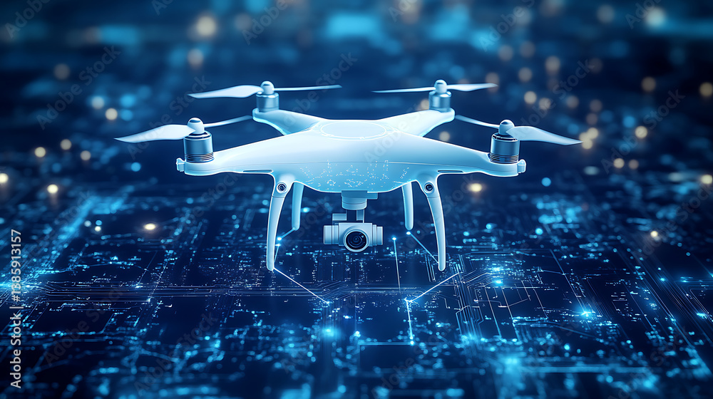 Poster an ai powered system optimizing drone navigation by analyzing real time aerial data and environmenta