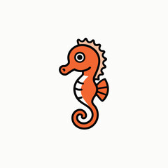 Fototapeta premium Seahorse in doodle simple style. kawaii sea horse coloring page for kids and adults minimalist head logo, Icon, element. Vector illustration