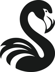 Black vector of a flamingo bird