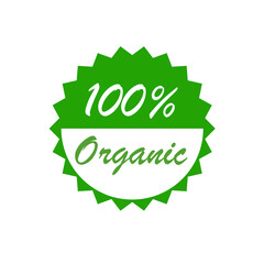 100% Organic Badge Label Eco-Friendly Product Certification Emblem 100% Organic Logo Design