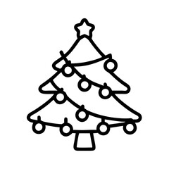 Christmas tree vector icon holiday season decoration with star and ornaments festive celebration 