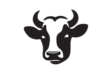 Cow head icon silhouette illustration on white background. (1)