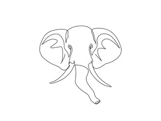 Elephant head in single line draw illustration. Continuous one line drawing of elephant head. Editable stroke.