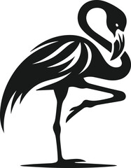 Black vector of a flamingo bird