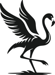 Black vector of a flamingo bird