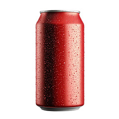 Obraz premium Cold red beverage can with water droplets, Isolated on Transparent Background