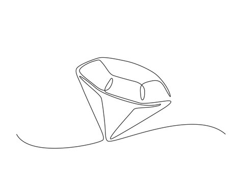 Precious diamond in single line draw illustration. Continuous one line drawing of diamond. Editable stroke.