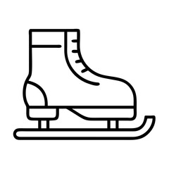 Ice skating boot equipment vector icon for winter sports and recreational activities outline illustration 