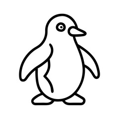 Penguin outline drawing vector illustration antarctic bird cute animal simple line art graphic design template