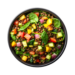 Warm Lentil and Spinach Salad Professional Isolated on Transparent Background