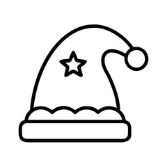 Outline santa hat vector illustration, christmas holiday season icon, winter celebration party design element