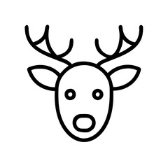 Deer head outline icon vector illustration for christmas reindeer animal wildlife design element,  characters